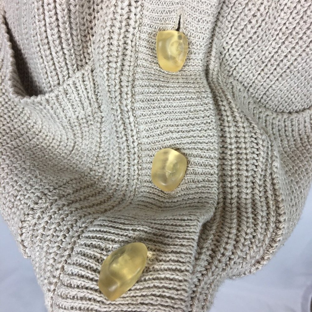 Vtg IB Diffusion Chunky Fringe Cardigan Sweater Womens XS Oversized Beige Boho - Picture 7 of 10